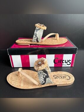 NIB Circus By Sam Edelman Barbara Cashmere Toe Loop Cork Sandals Womens Size 9.5